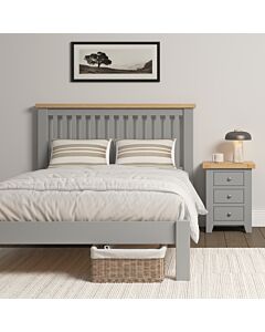 Windsor 4'6" Low End Bed - Pebble Grey/Oak
