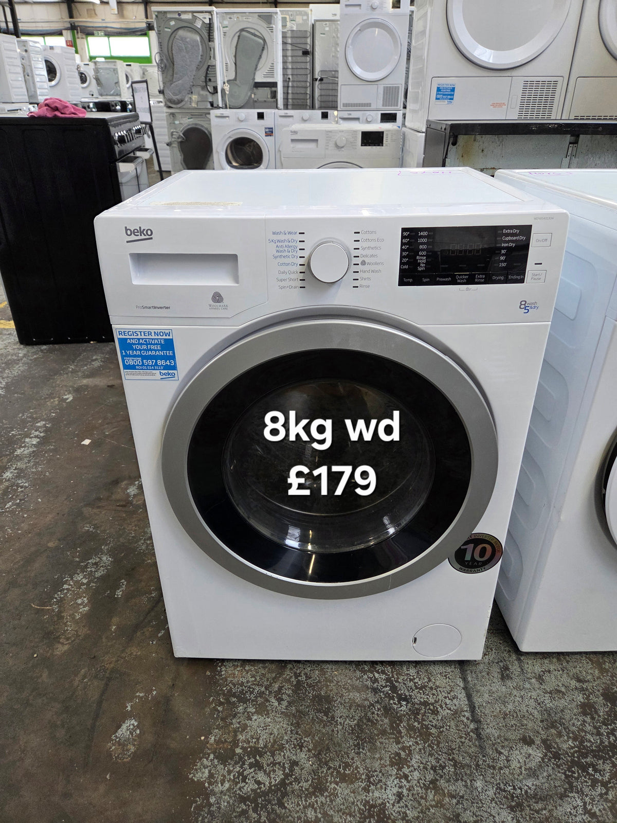 Beko WDX8543130W 8kg Washer Dryer Refurbished | 120 Day Warranty | Free Delivery