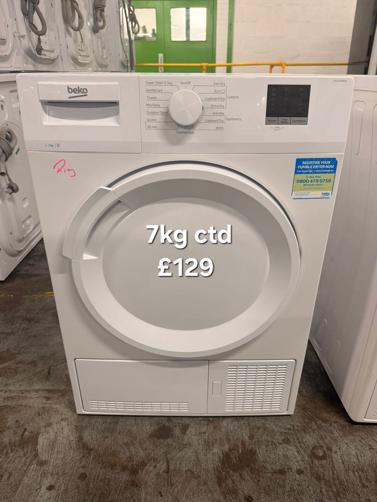 Beko DTLCE70051W 7kg condenser tumble dryer Refurbished | 120 Day Warranty | Free Delivery