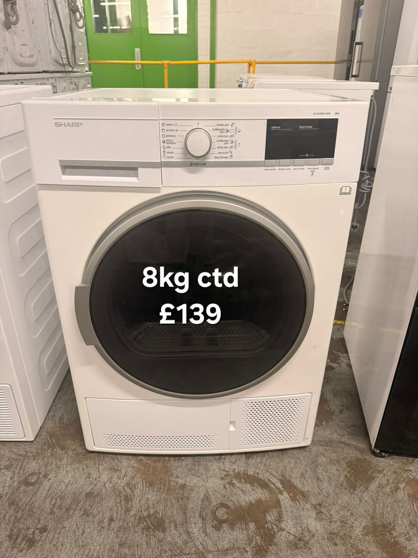 Sharp KD-GCB8S7GW9 8kg condenser tumble dryer Refurbished | 120 Day Warranty | Free Delivery