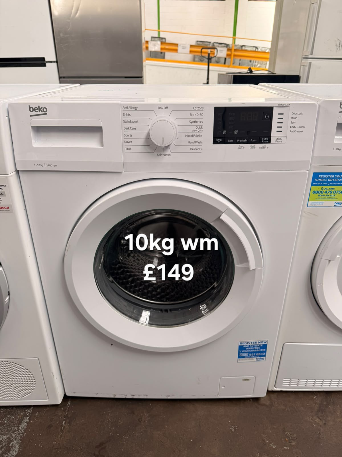 Beko 10kg washing machine Refurbished | 120 Day Warranty | Free Delivery