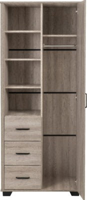 Oliver 1 Door 3 Drawer Open Shelf Wardrobe
Light Oak Effect