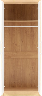 Seville 2 Door Wardrobe
White High Gloss/Light Oak Effect Veneer