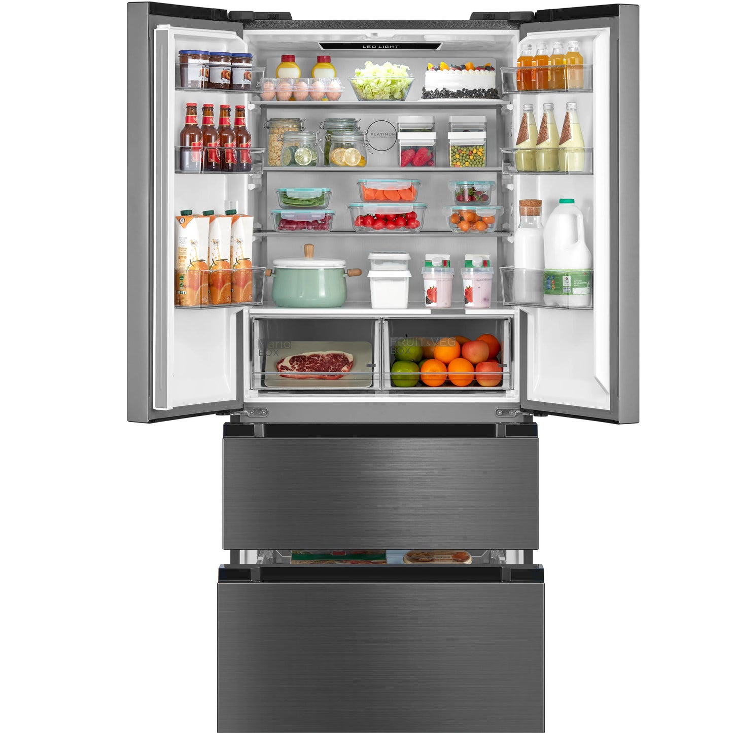 Midea MDRF692FIE46 Freestanding Fridge Freezer, No Frost, 516L, 347L Fridge+169L Freezer with LED Light