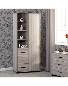 Oliver 1 Door 3 Drawer Open Shelf Wardrobe