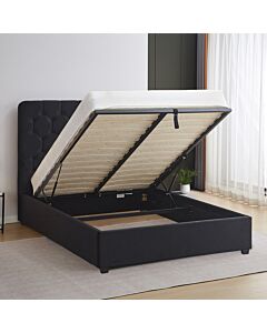 Madison 5' Ottoman Bed - Black Velvet Fabric