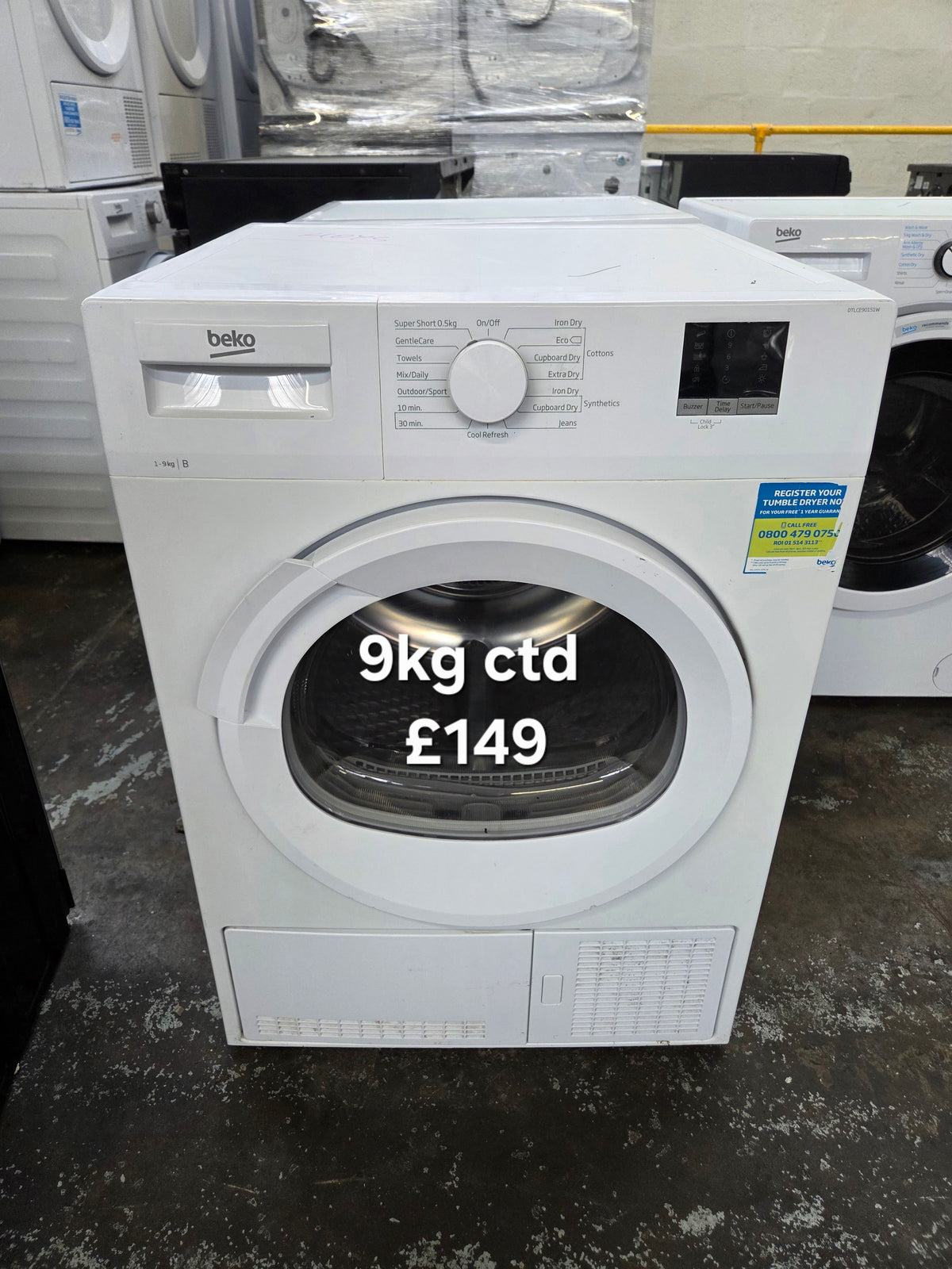 Beko DTLCE90151W 9kg condenser dryer Refurbished | 120 Day Warranty | Free Delivery