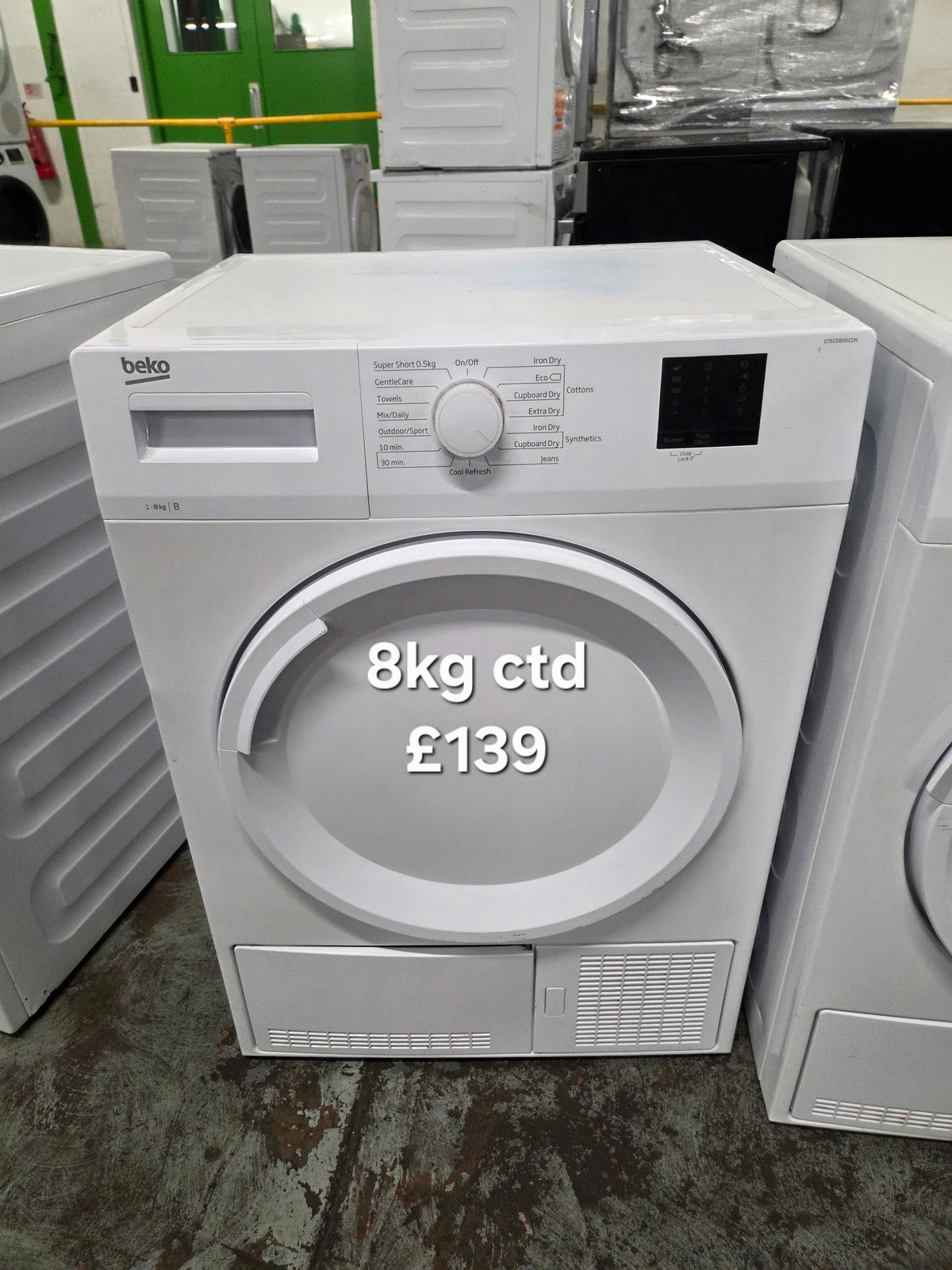 Beko DTKCE8OO21W 8kg condenser tumble dryer Refurbished | 120 Day Warranty | Free Delivery
