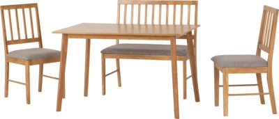 Austin Dining Bench Set (2 Chairs)
Oak Effect/Grey Fabric