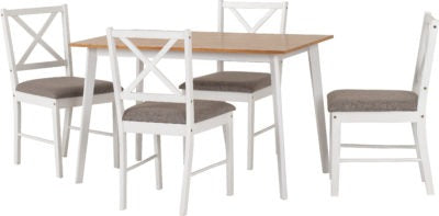 Balfour 1+4 Dining Set
White/Oak Effect/Grey Fabric