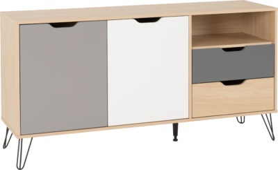 Bergen 2 Door 2 Drawer Sideboard
Oak Effect/White/Grey