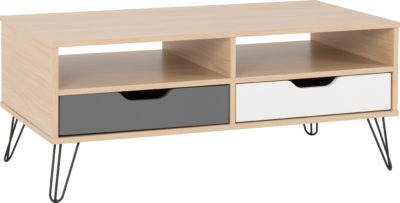 Bergen 2 Drawer Coffee Table
Oak Effect/White/Grey