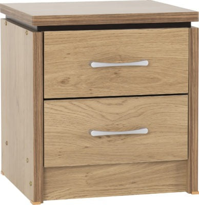 Charles 2 Drawer Bedside
Oak Effect Veneer with Walnut Trim