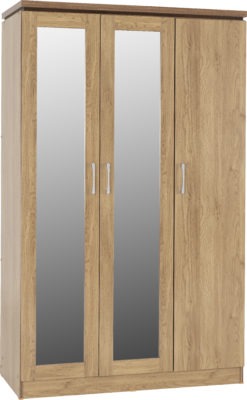 Charles 3 Door All Hanging Mirrored Wardrobe
Oak Effect Veneer with Walnut Trim