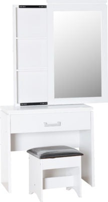 Charles 1 Drawer Dressing Table Set
White/Black Faux Leather