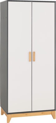 Cleveland 2 Door Wardrobe
White/Grey Metal Effect