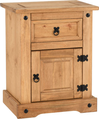 Corona 1 Drawer 1 Door Bedside Cabinet
Distressed Waxed Pine