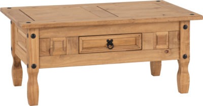 Corona 1 Drawer Coffee Table
Distressed Waxed Pine