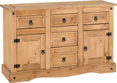 Corona 2 Door 5 Drawer Sideboard
Distressed Waxed Pine