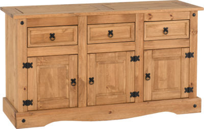 Corona 3 Door 3 Drawer Sideboard
Distressed Waxed Pine