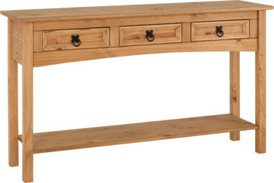 Corona 3 Drawer Console Table With Shelf
Distressed Waxed Pine