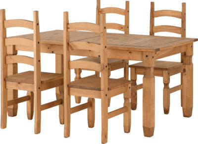 Corona Extending Dining Set (4 Chairs)
Distressed Waxed Pine