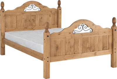 Corona Scroll 4'6" Bed High Foot End
Distressed Waxed Pine