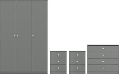 Denver 3 Door Wardrobe Bedroom Set
Grey Gloss