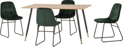 Hamilton Medium Dining Set with Lukas Chairs
Medium Oak Effect/Black/Emerald Green Velvet