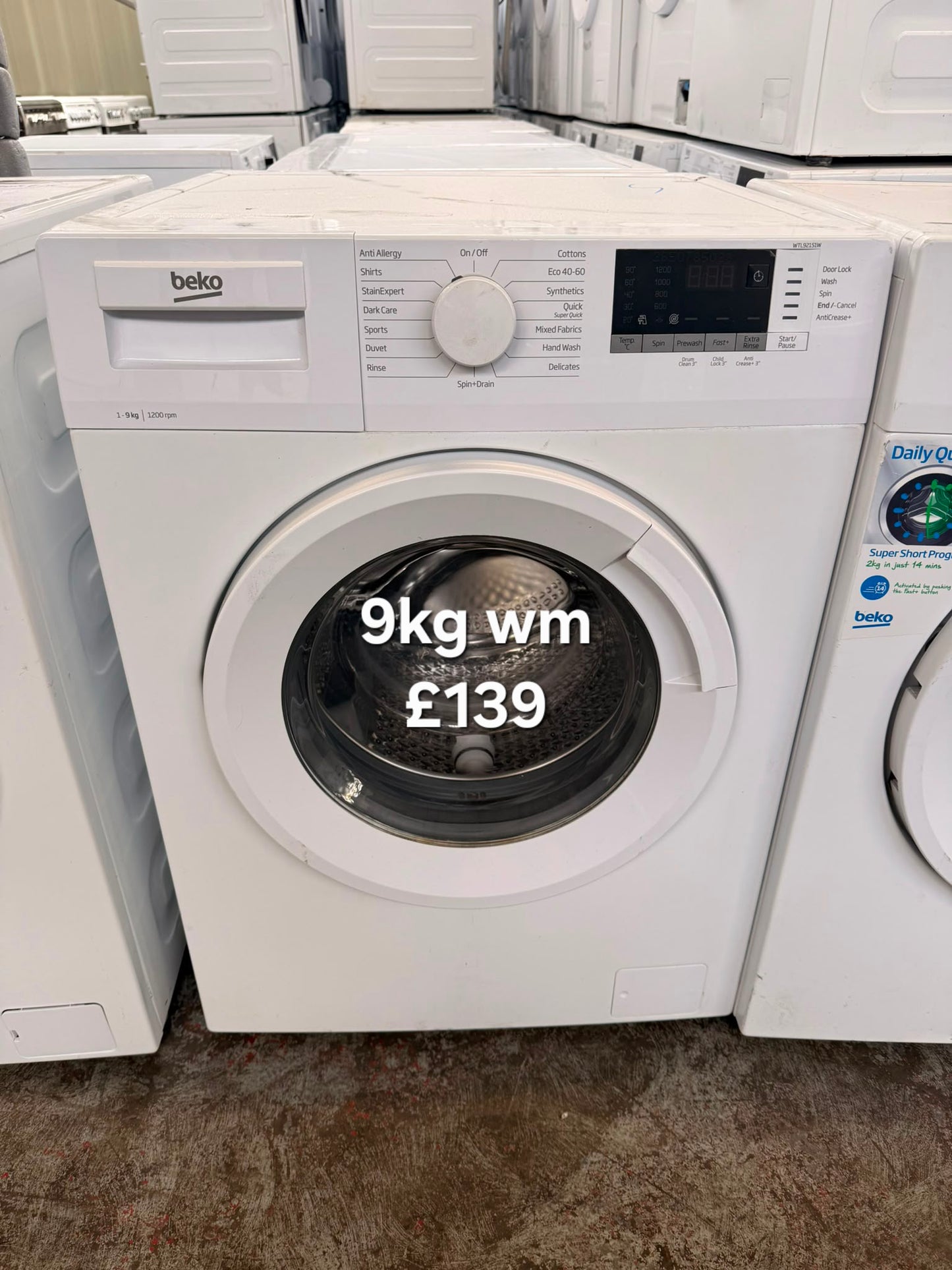 Beko 9kg washing machine 🌟 Free Delivery 🌟 120 Days Warranty 🌟