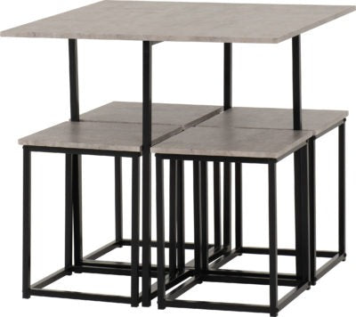 Kent 1+4 Stowaway Dining Set
Stone Effect/Black