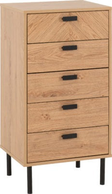 Leon 5 Drawer Narrow Chest
Medium Oak Effect