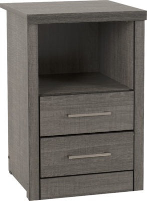 Lisbon 2 Drawer 1 Shelf Bedside Cabinet
Black Wood Grain