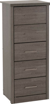 Lisbon 5 Drawer Narrow Chest
Black Wood Grain