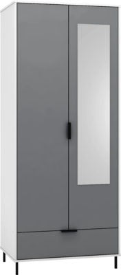 Madrid 2 Door 1 Drawer Mirrored Wardrobe
Grey/White Gloss