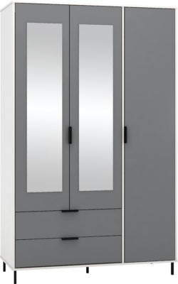 Madrid 3 Door 2 Drawer Mirrored Wardrobe
Grey/White Gloss