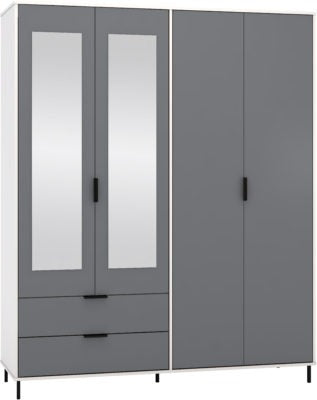 Madrid 4 Door 2 Drawer Mirrored Wardrobe
Grey/White Gloss