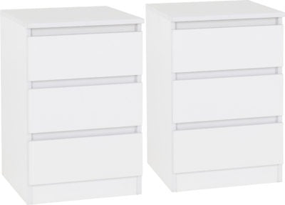 Malvern 3 Drawer Bedside (PAIR)
White