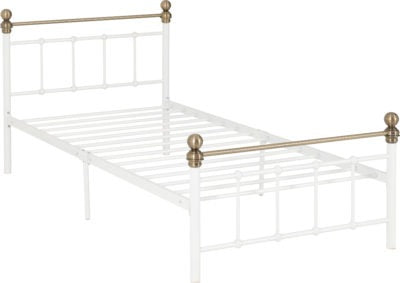 Marlborough 3' Bed
White/Antique Brass