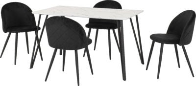 Marlow Dining Set
White Marble Effect/Black/Black Velvet