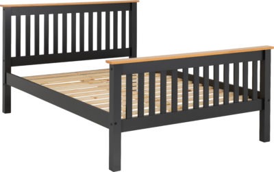 Monaco 4'6" Bed High Foot End
Dark Grey/Oak Effect