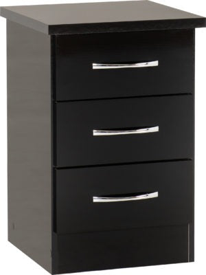 Nevada 3 Drawer Bedside
Black Gloss