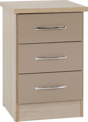 Nevada 3 Drawer Bedside Chest
Oyster Gloss/Light Oak Effect Veneer