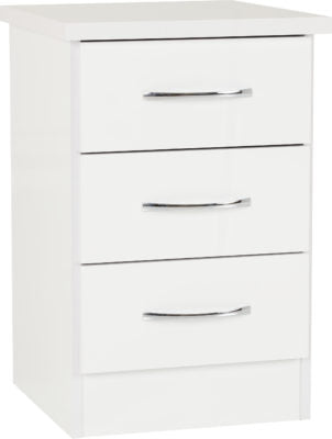 Nevada 3 Drawer Bedside
White Gloss