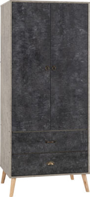 Nordic 2 Door 2 Drawer Wardrobe
Concrete Effect/Charcoal