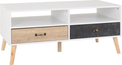 Nordic 2 Drawer Coffee Table
White/Distressed Effect