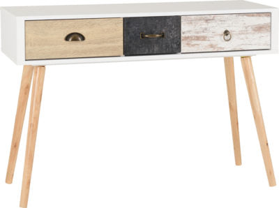 Nordic 3 Drawer Occasional Table
White/Distressed Effect