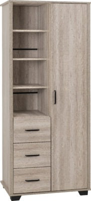 Oliver 1 Door 3 Drawer Open Shelf Wardrobe
Light Oak Effect