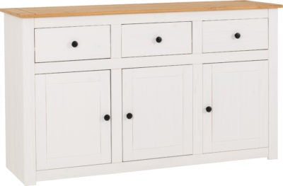 Panama 3 Door 3 Drawer Sideboard
White/Natural Wax