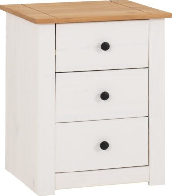 Panama 3 Drawer Bedside
White/Natural Wax